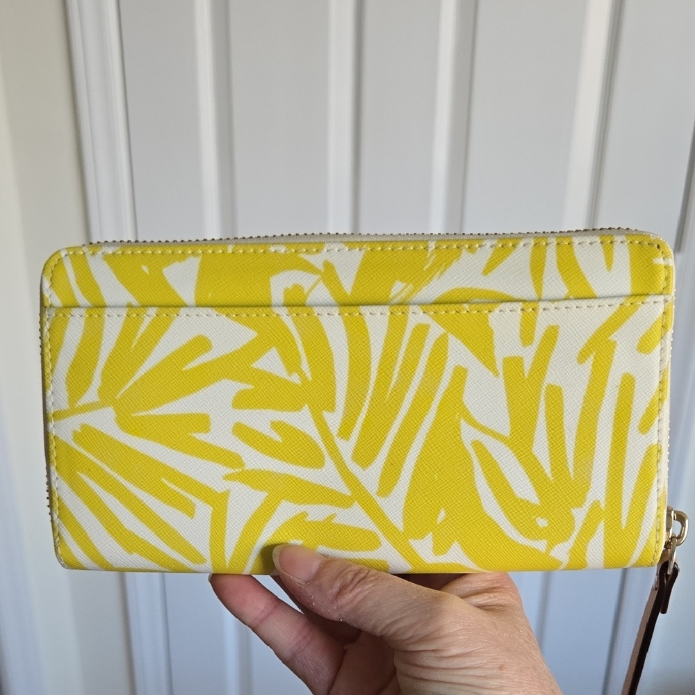 Kate Spade Yellow Leaf Patterned Zip Wallet - Picture 2 of 16